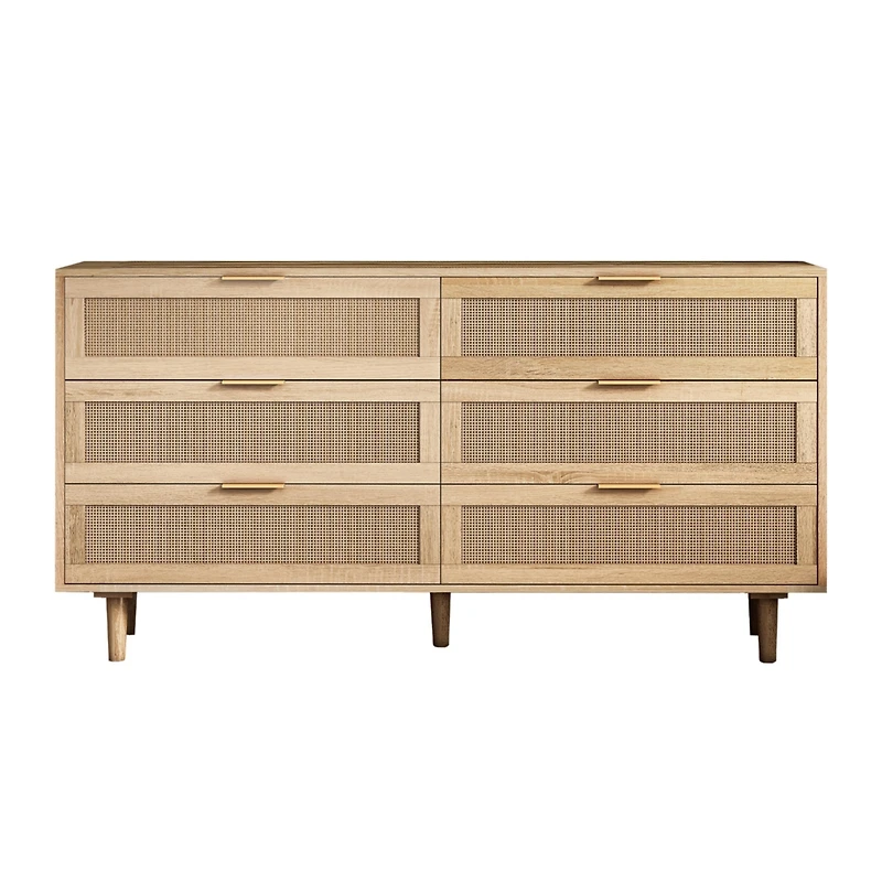 Natural Rattan Dresser with Ample Storage and Anti-Tip Safety