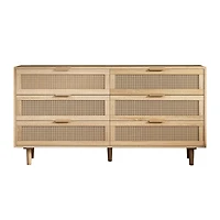 Natural Rattan Dresser with Ample Storage and Anti-Tip Safety