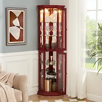 Streamdale Furniture Elegant 3-Side Glass Display Curio Cabinet with Adjustable Shelves