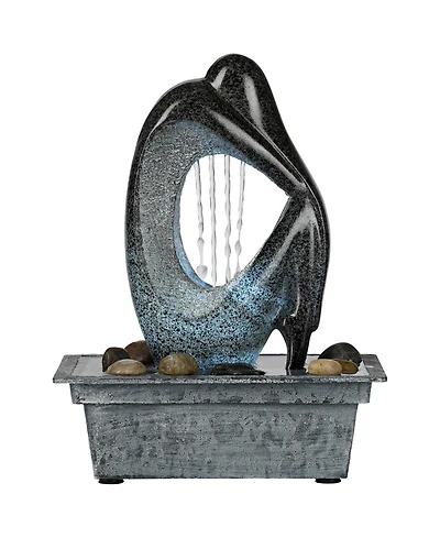 Modern Silhouette 10" High Small Zen Indoor Outdoor Decor Faux Stone Tabletop Fountain with Light Led Outside