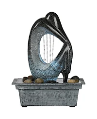 Modern Silhouette 10" High Small Zen Indoor Outdoor Decor Faux Stone Tabletop Fountain with Light Led Outside