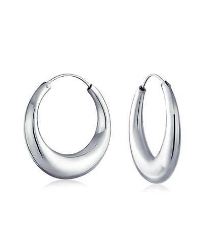 Bling Jewelry Simple Plain Circle Crescent Tapered Tube Hollow Puff Tube Round Hoop Earrings Sterling Silver