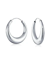 Bling Jewelry Simple Plain Circle Crescent Tapered Tube Hollow Puff Tube Round Hoop Earrings Sterling Silver