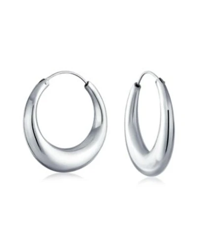 Bling Jewelry Simple Plain Circle Crescent Tapered Tube Hollow Puff Tube Round Hoop Earrings Sterling Silver Endless 1.25 Inch