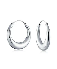 Bling Jewelry Simple Plain Circle Crescent Tapered Tube Hollow Puff Tube Round Hoop Earrings Sterling Silver Endless 1.25 Inch
