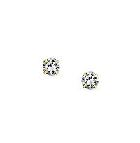 Bling Jewelry Tiny14K Yellow Gold .40CT Tiny Round Cubic Zirconia Solitaire Cz Stud Earrings