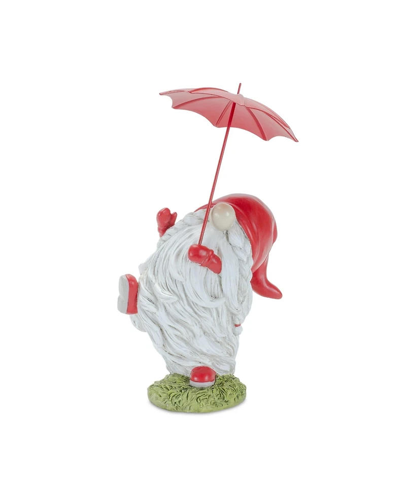 Slickblue Whimsical Dancing Garden Gnome Figurine With Umbrella (Set of 2)