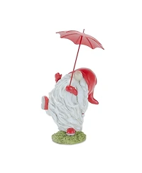 Slickblue Whimsical Dancing Garden Gnome Figurine With Umbrella (Set of 2)