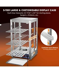 WeChef 600W 5-Shelf Commercial Food Warmer 15" Countertop Catering Pizza Display Case