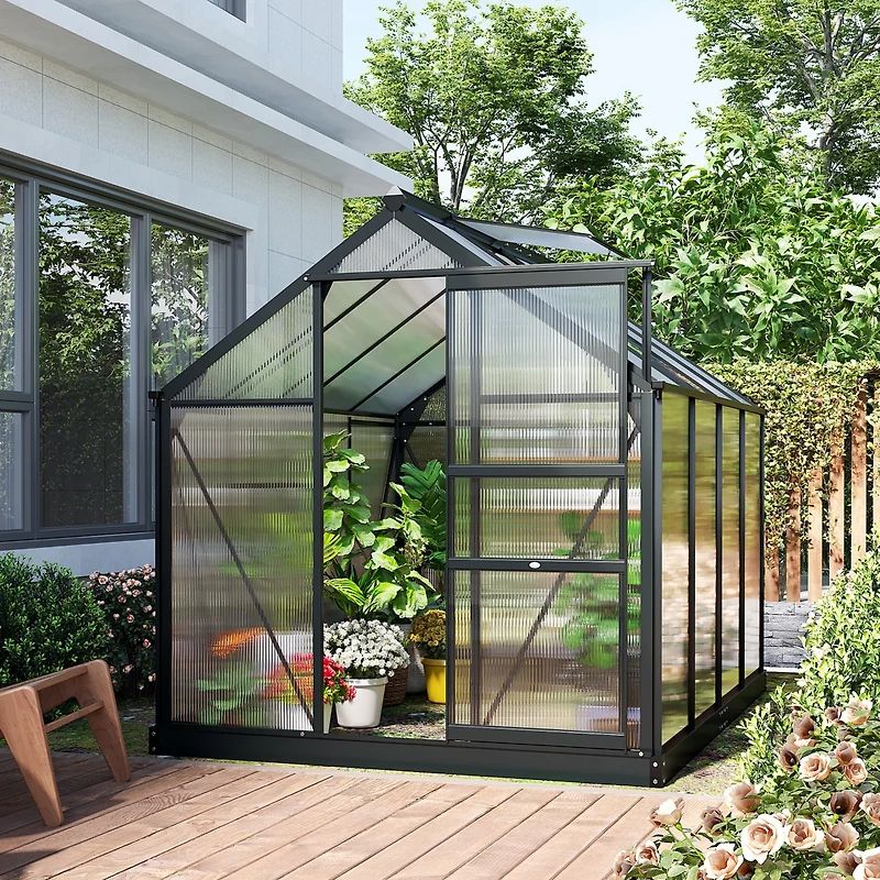 Outsunny 6' x 8' x 6.5' Large Polycarbonate Walk-in house,