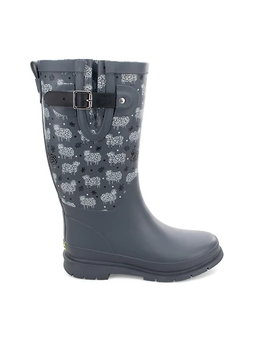 Womens Black Sheep Faux Fur Tall Rain Boot