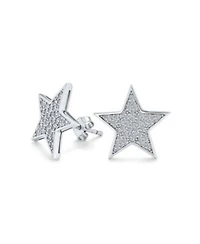 Bling Jewelry Patriotic Rock Star Sparkling Cubic Zirconia Micro Pave Cz Stud Earrings Sterling Silver