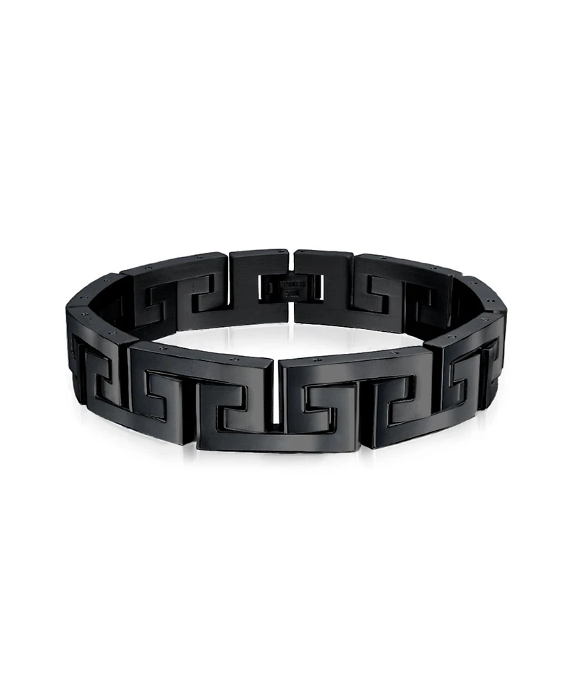 Bling Jewelry Stylish Geometric Infinity Key Link Bracelet Black Ip Stainless Steel 12MM Width