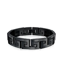 Bling Jewelry Stylish Geometric Infinity Key Link Bracelet Black Ip Stainless Steel 12MM Width