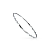 Bling Jewelry Plain Simple Dome Edge Layering Stacking Thin 2MM Shinny Sterling Silver Bangle Bracelet