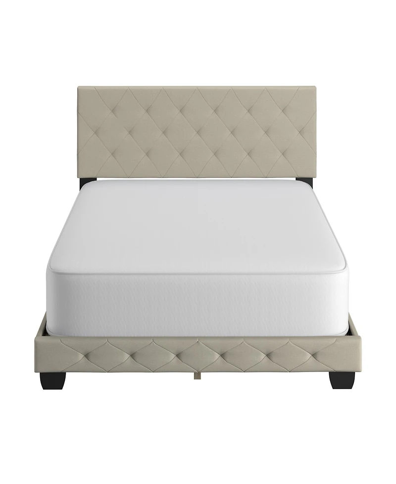 Chloe Linen Upholstered Platform Bed Frame with Adjustable Headboard