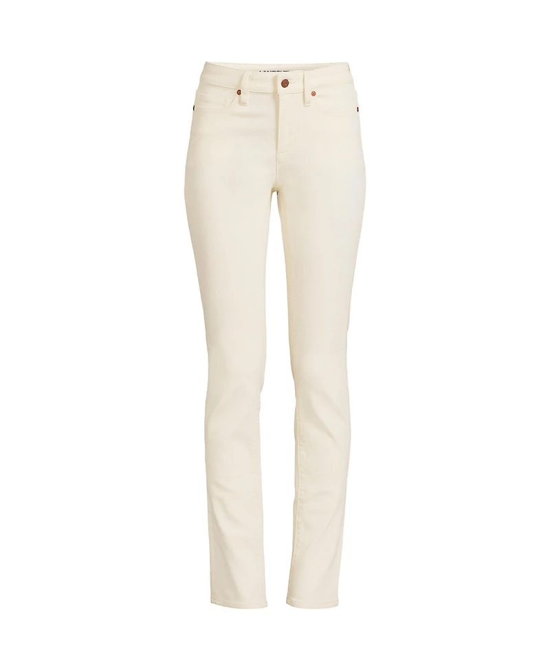 Lands' End Women's Recycled Denim Mid Rise Straight Leg Jeans