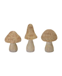 Slickblue Wicker Mushroom Decor (Set of 3)