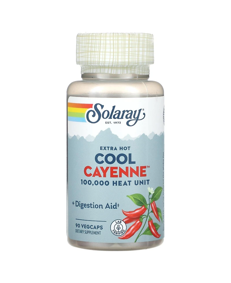 Solaray Extra Hot Cool Cayenne - 90 VegCaps (300 mg per VegCap)