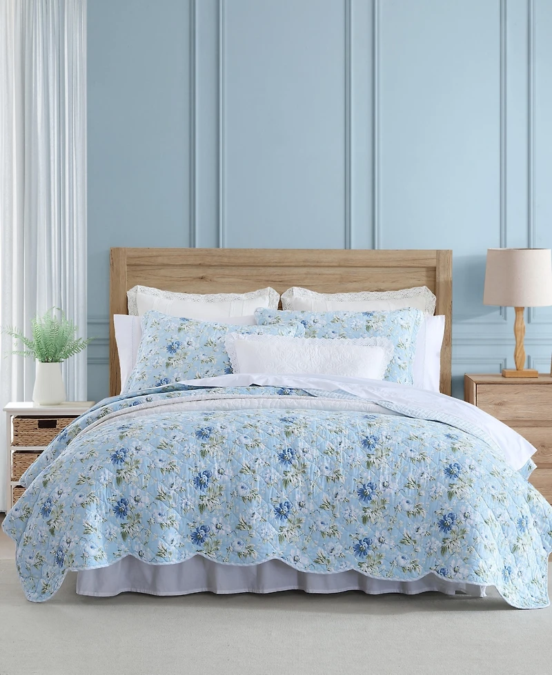 Laura Ashley Peony Garden Reversible 3 Piece Quilt Set