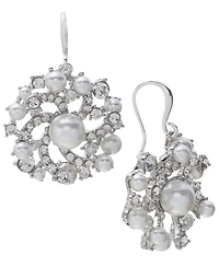 Charter Club Imitation Pearl & Glass Crystal Swirl Cluster Drop Earrings, Created for Macy's
