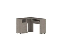 Fm Furniture Raleigh L-Shaped Desk, Two Drawers, One Shelf, Cpu Storage
