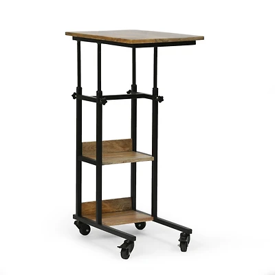 Streamdale Furniture Artisan Handcrafted Modern Industrial Mango Wood C-Shape End Table