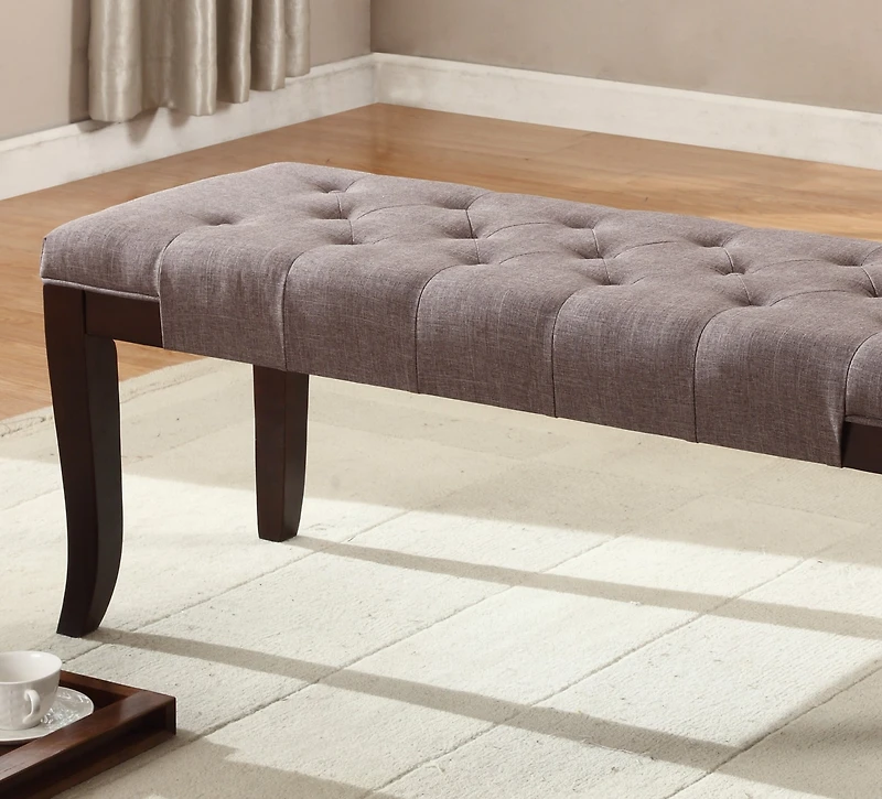 Streamdale Tufted Bench, Fabric, Brown