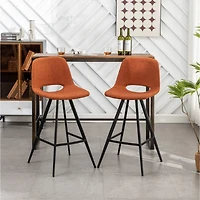 Streamdale Furniture Fabric Kitchen 28.25" Counter Height Stools, Set of 2, Orange