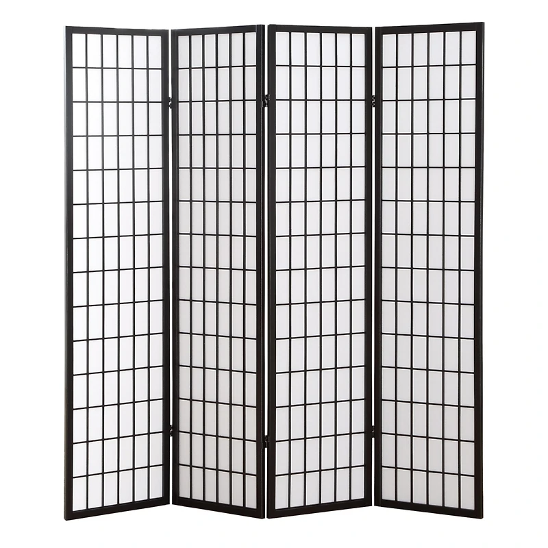 Streamdale 4 Panel Oriental Shoji Screen / Room Divider, Black