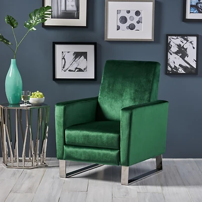 Streamdale Modern Glam Velvet Recliner Chair with Push-Back Function