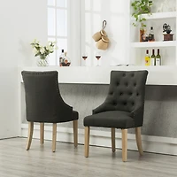 Streamdale Furniture Button Tufted Solid Wood Wingback Hostess Chairs with Nail Heads Set of 2