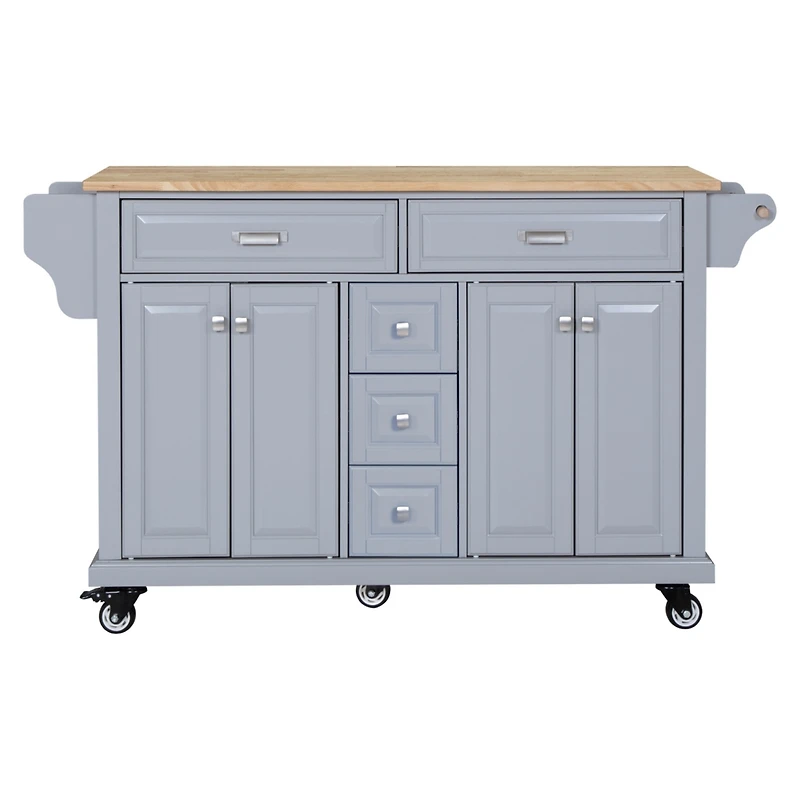 Simplie Fun Cambridge Natural Wood Top Kitchen Island with Storage