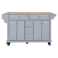 Simplie Fun Cambridge Natural Wood Top Kitchen Island with Storage