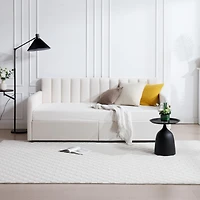 Streamdale Flora Upholstered Velvet Daybed, Twin, Ivory
