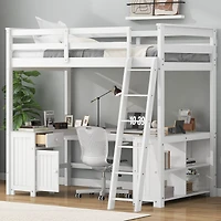 Streamdale U-Shape Loft Bed with Drawers and Shelves