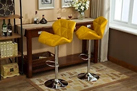 Simplie Fun Contemporary Tufted Adjustable Height Hidraulic Bar Stools, Set of 2, Yellow