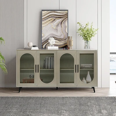 Vintage Multipurpose Storage Sideboard with Glass Door Cabinet