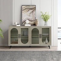 Vintage Multipurpose Storage Sideboard with Glass Door Cabinet