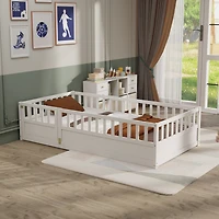 Streamdale Furniture Twin Size Floor bed, integral construction with super high security barrier, door, children's floor bed frame, Montessori wooden