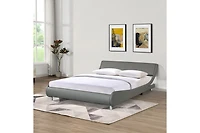 Streamdale Gray Faux Leather Platform Bed, No Box Spring Needed, Queen