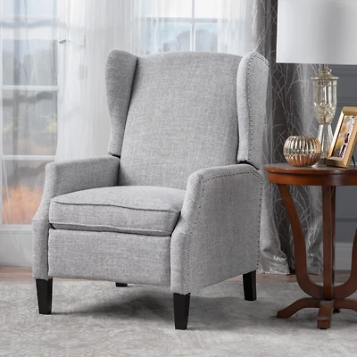 Streamdale Luxurious Wingback Recliner Soft Fabric with Birch Legs