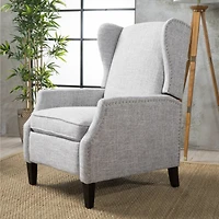 Streamdale Luxurious Wingback Recliner Soft Fabric with Birch Legs
