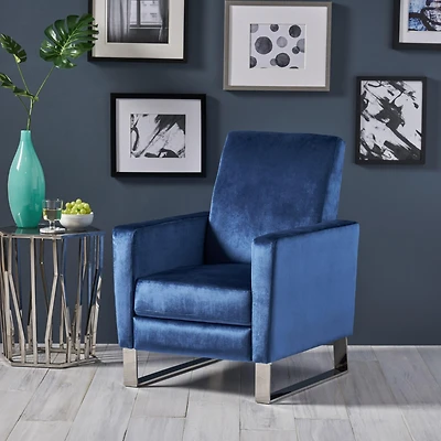 Streamdale Modern Glam Velvet Recliner Chair with Push-Back Function