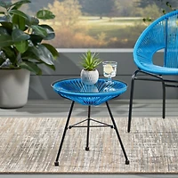 Streamdale Modern Rattan Side Table with Tempered Glass for Outdoor Decor