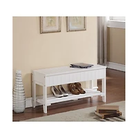 Streamdale Furniture Quality Solid Wood Shoe Bench with Storage, White