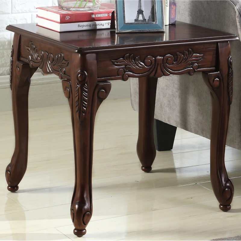 Streamdale Ornate Detailing Dark Cherry Finish Wood End Table