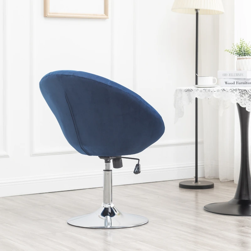 Simplie Fun Velvet Upholstered Tufted Back Swivel Accent Chair, Blue