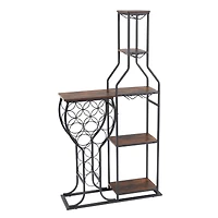 Streamdale 5-Tier Rustic Brown Wine Storage Rack with Hanging Glass Holder