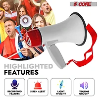 5 Core Megaphone Bullhorn Speaker 30W Mini Bull Horn Battery Power Cheer Megafono 800 Feet Range Loudspeaker 6R